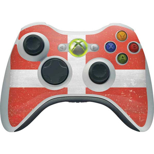 Denmark Flag Distressed Xbox 360 Wireless Controller Skin